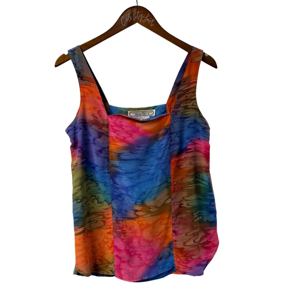 Carolina Herrera Collection II Shell Tank Colorful 100% Silk SleevelessTopBlouse